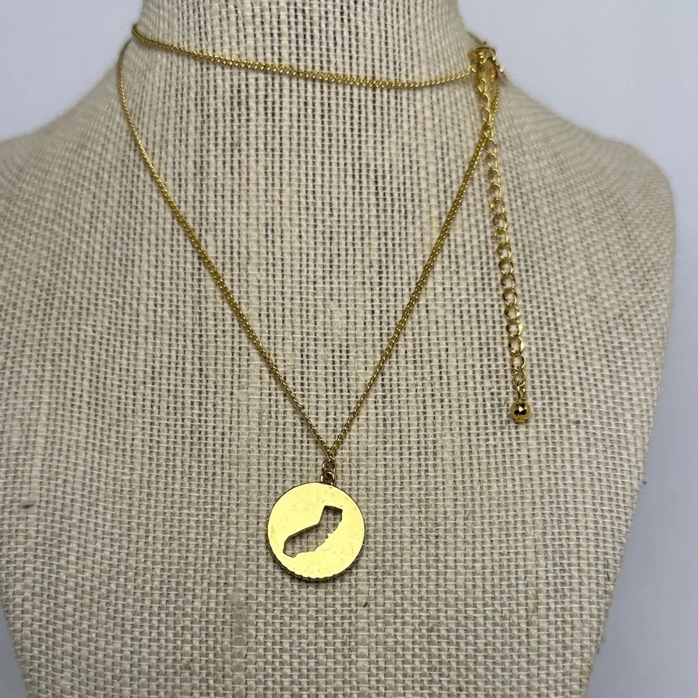 Kate Spade Gold Tone Round California Pendant Necklace 24” with 3” Extender